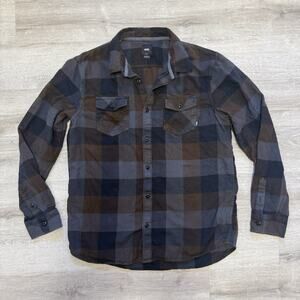 Vans Brown/Gray Plaid Heavy Weight Work Shirt Mens Large Classic Fit